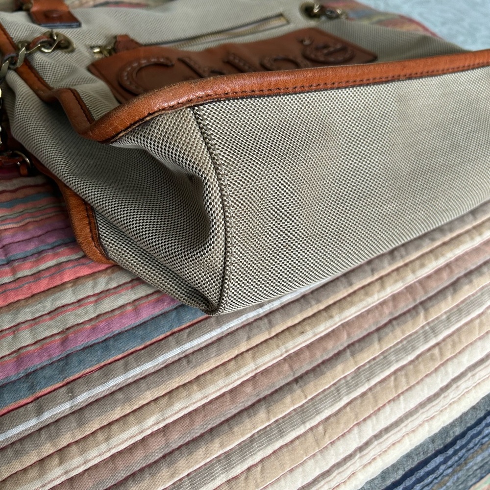 Chloé Beige Canvas and Tan Leather Hobo Tote - Picture 3 of 12